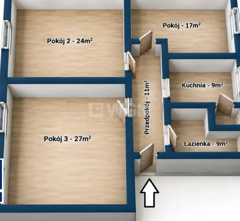 Mieszkanie na  sprzedaż Ruda Śląska - Duże, 3-pokojowe mieszkanie | 98,23 m2 | 1. piętro | Kameralny budynek | Ruda Śląska, ul. Lecha